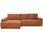 ECKSOFA inkl. Funktionen  in Flachgewebe Braun  195/293 cm  - Silberfarben/Braun, Design, Holz/Textil (195/293cm) - Cantus