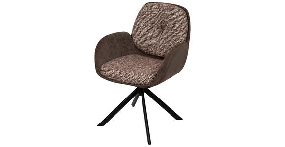 ARMLEHNSTUHL  in Eisen Webstoff  - Schwarz/Braun, Design, Textil/Metall (59/90/64cm) - Linea Natura