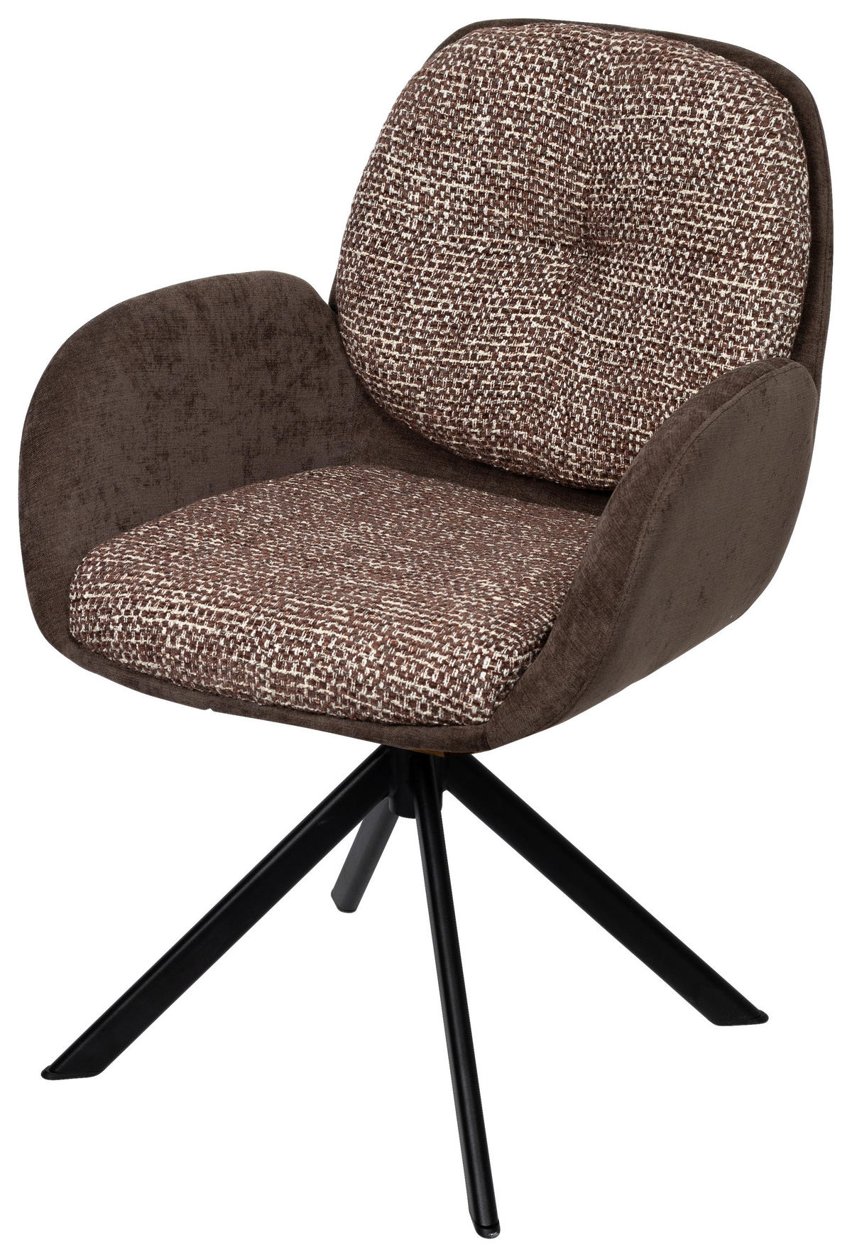 ARMLEHNSTUHL  in Eisen Webstoff  - Schwarz/Braun, Design, Textil/Metall (59/90/64cm) - Linea Natura