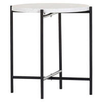 BEISTELLTISCH 48/48/50 cm Schwarz, Weiß rund  - Schwarz/Weiß, Trend, Stein/Metall (48/48/50cm) - Boxxx