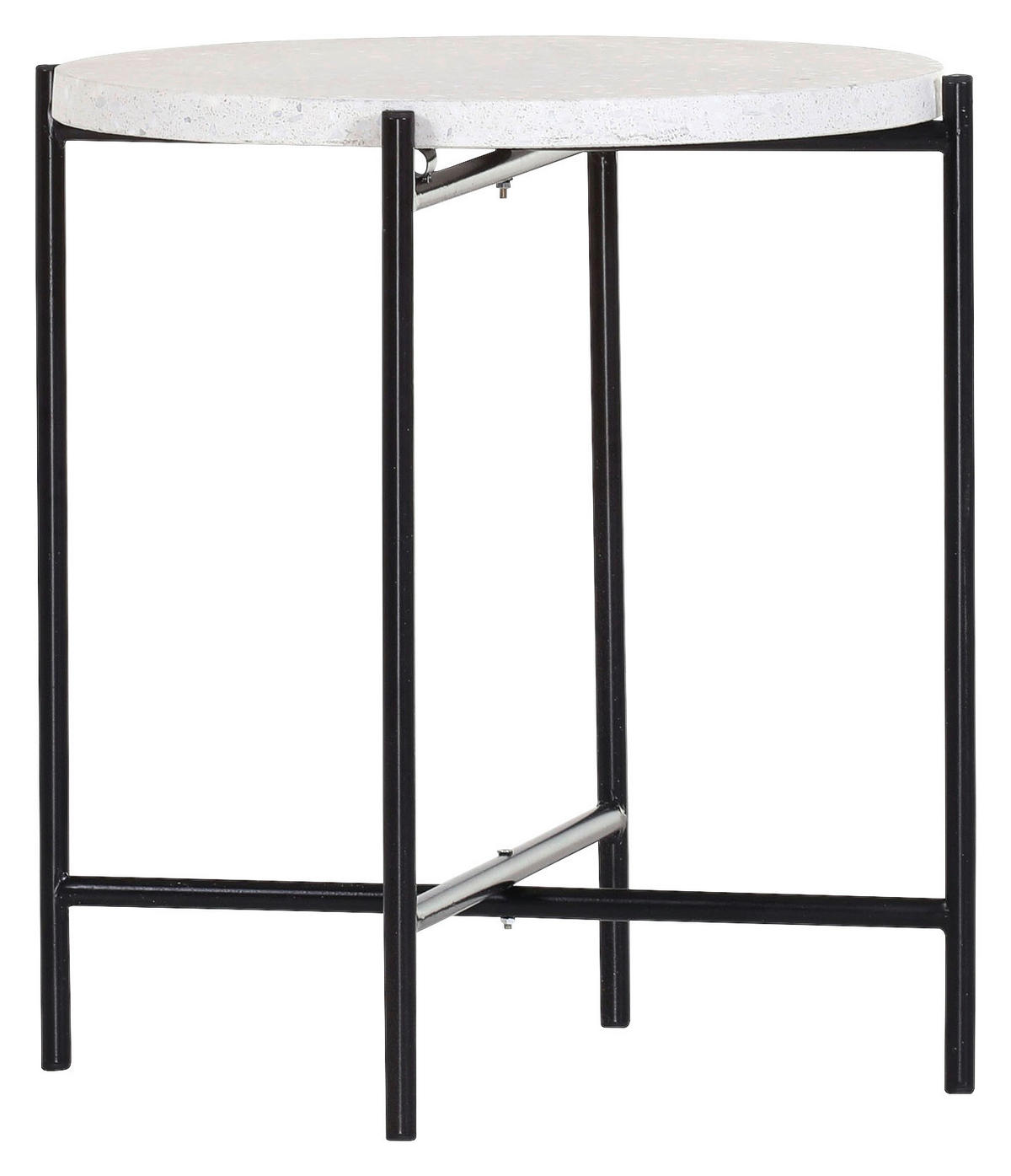 BEISTELLTISCH 48/48/50 cm Schwarz, Weiß rund  - Schwarz/Weiß, Trend, Stein/Metall (48/48/50cm) - Boxxx
