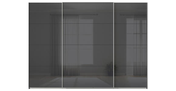 SCHWEBETÜRENSCHRANK  in Dunkelgrau  - Dunkelgrau/Alufarben, KONVENTIONELL, Glas/Holzwerkstoff (315/210/62cm) - Xora