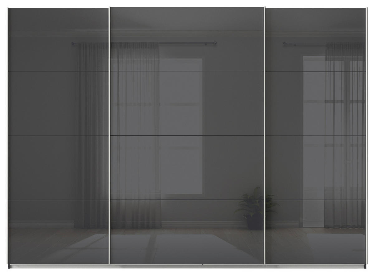 SCHWEBETÜRENSCHRANK  in Dunkelgrau  - Dunkelgrau/Alufarben, KONVENTIONELL, Glas/Holzwerkstoff (315/210/62cm) - Xora
