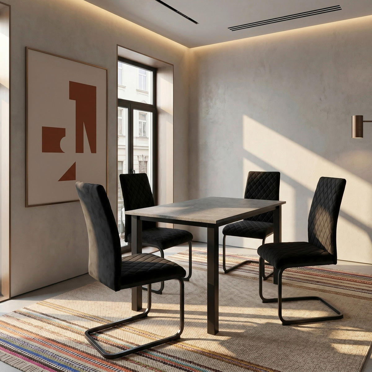 ESSTISCH 160/90/76 cm Nachbildung  Metall, Holzwerkstoff gastro- und objekttauglich rechteckig Grau  - Schwarz/Grau, MODERN, Holzwerkstoff/Metall (160/90/76cm) - MID.YOU