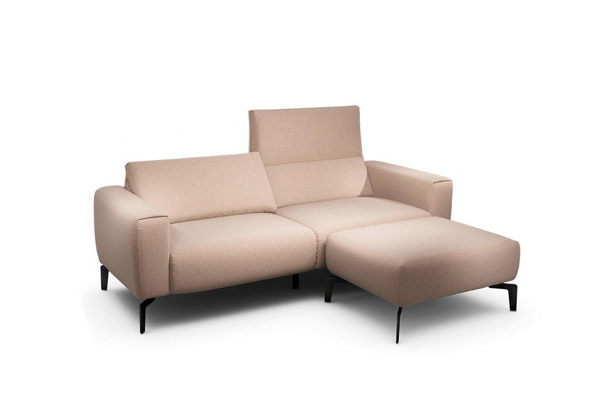 2,5-Sitzer inkl. Hocker Chenille Rosa  - Schwarz/Rosa, Design, Textil/Metall (220/86/86-94cm) - SENSOO