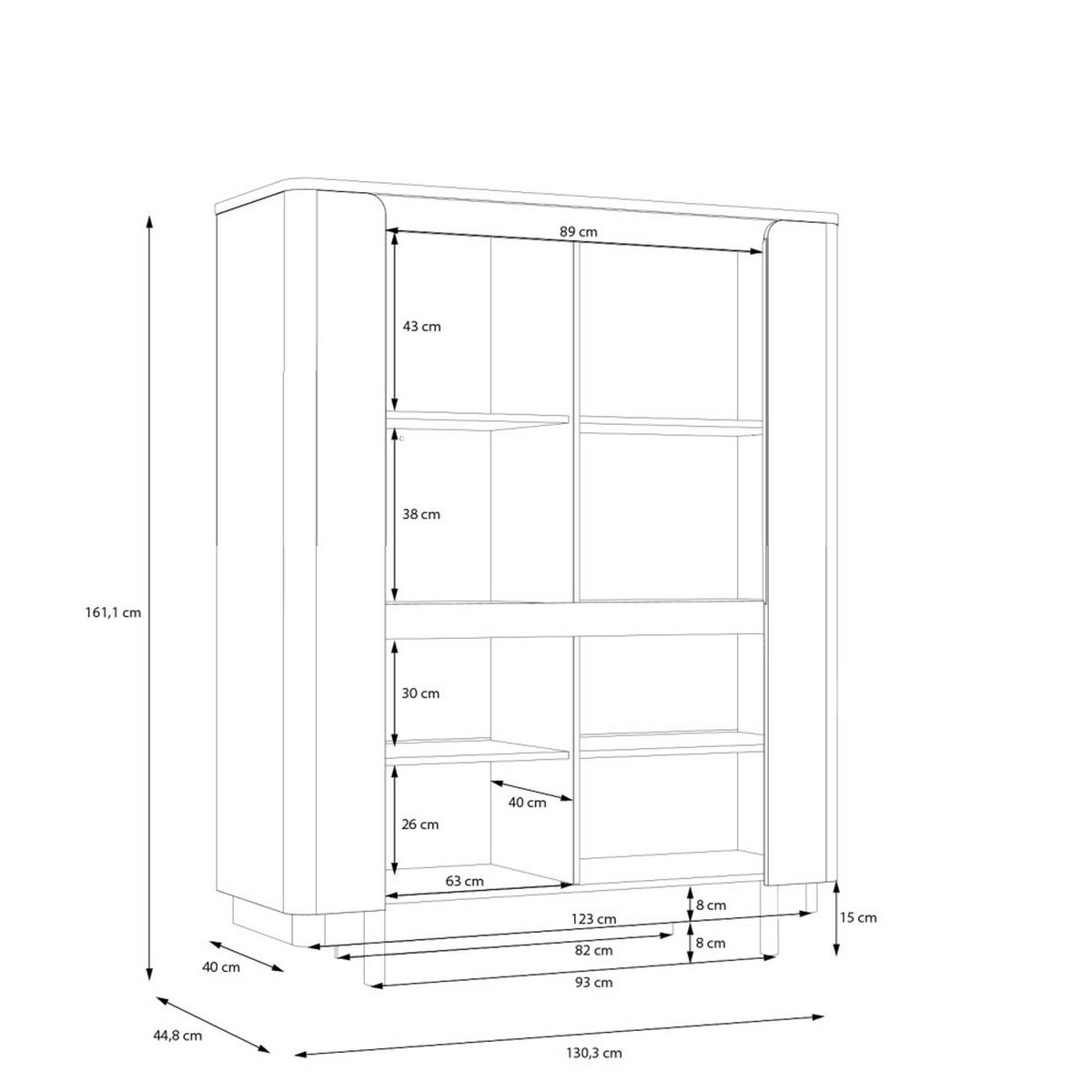 VITRINA, črna, peščene barve - črna/peščene barve, Design, leseni material (130,3/161,1/44,8cm) - Hom`in