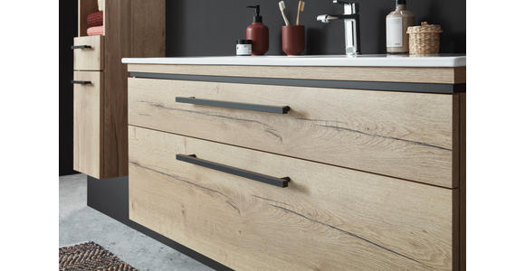 BADEZIMMER in 123 cm - Eichefarben/Weiß, MODERN, Glas/Keramik (123cm) - Novel