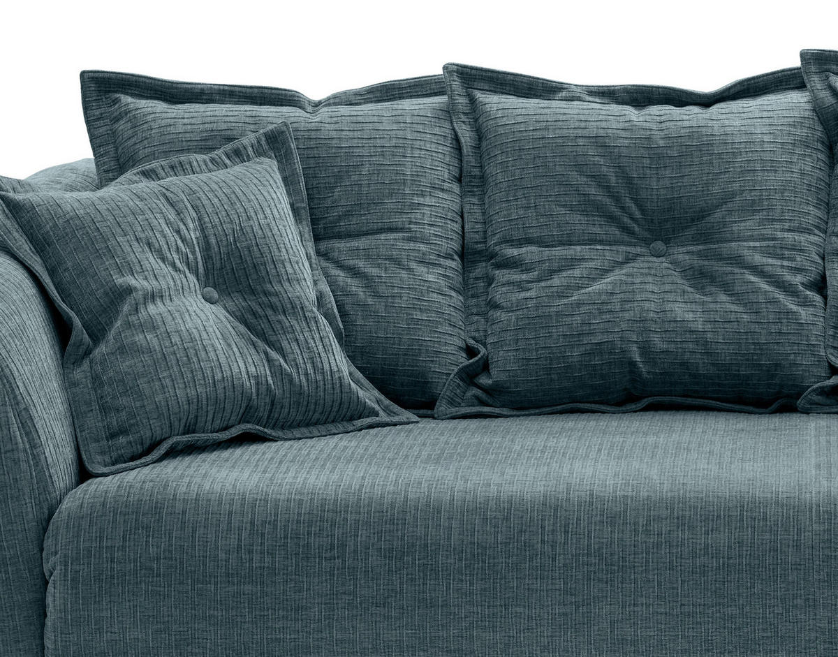 3-SITZER-SOFA in Mikrofaser Blau  - Blau/Schwarz, Modern, Textil/Metall (236/94/103cm) - Livetastic