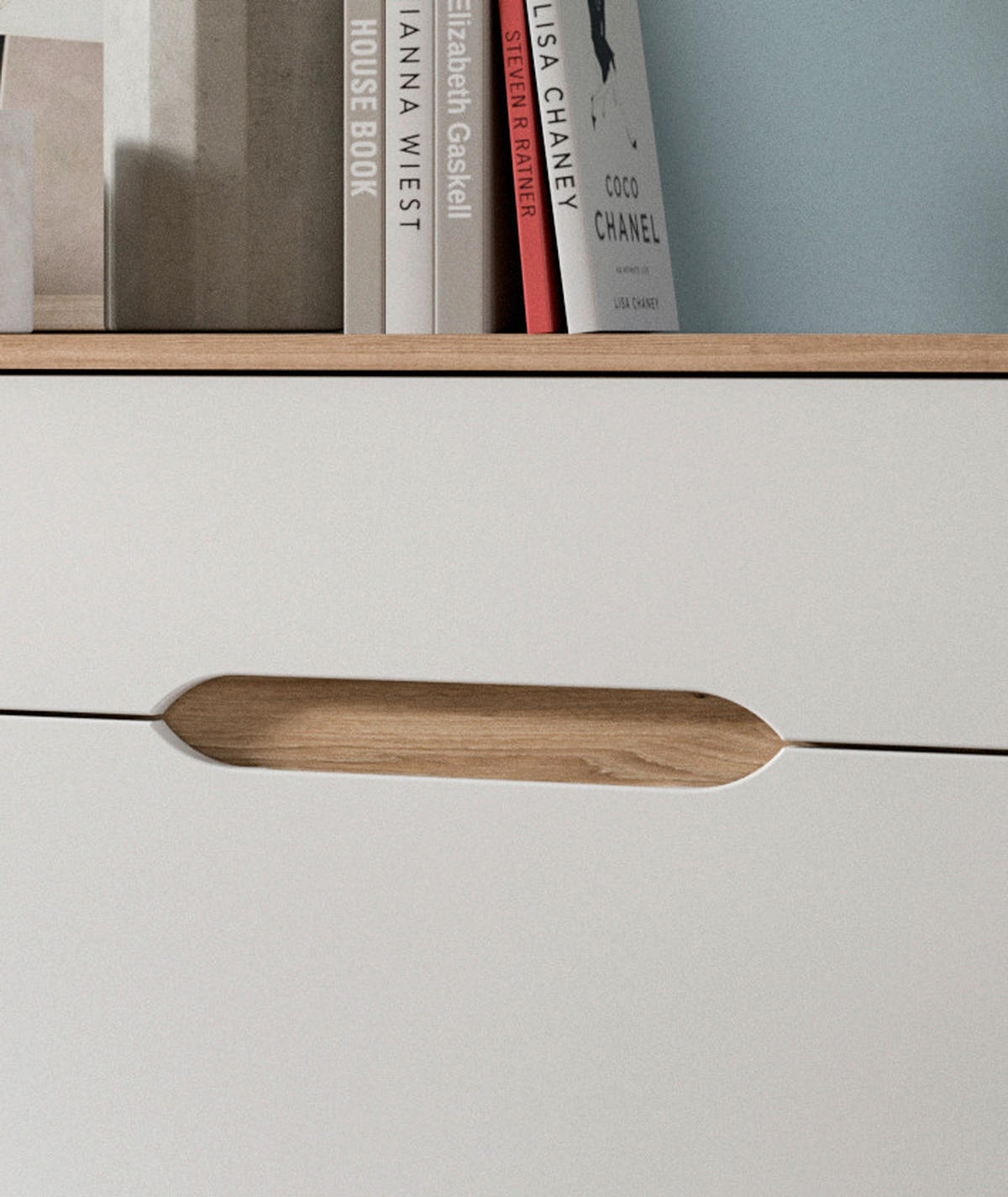 ŠIROKÁ KOMODA, biela, farba duba, 185/95/40 cm - biela/farba duba, Design, kompozitné drevo (185/95/40cm) - MID.YOU