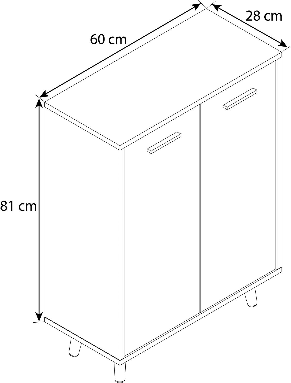 COMMODE 60/81/32 cm  in Weiss, Honigeiche  - Honigeiche/Weiss, Modern, Holzwerkstoff/Kunststoff (60/81/32cm) - MID.YOU