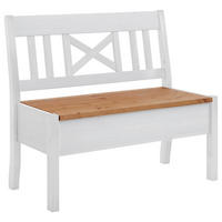 SITZBANK 105/93/58 cm Weiß, Laugenfarbig Kiefer massiv  - Laugenfarbig/Weiß, ROMANTIK / LANDHAUS, Holz (105/93/58cm) - Boxxx