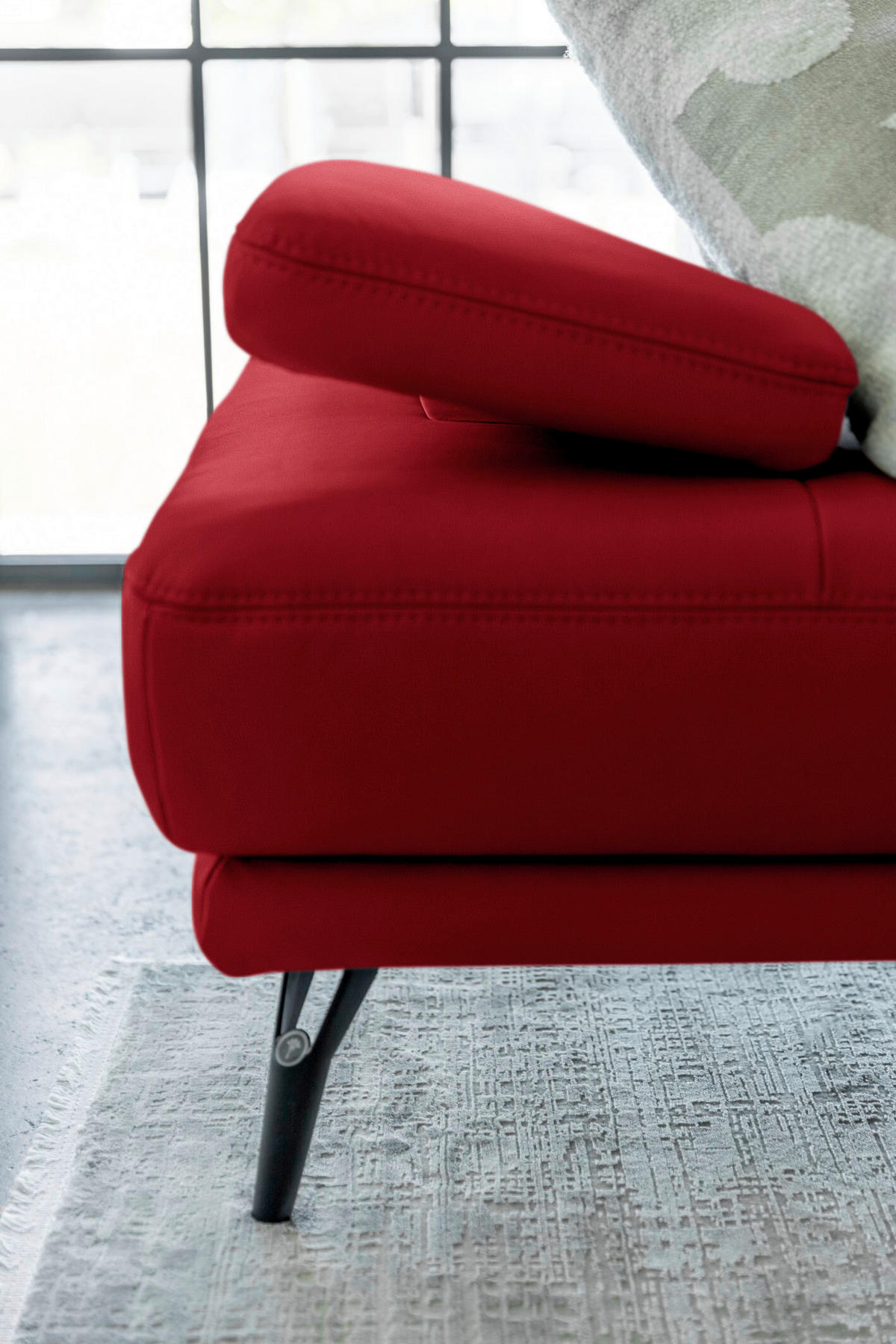 ECKSOFA JOOP! STUDIO in Echtleder Rot  180/301 cm  - Rot/Schwarz, KONVENTIONELL, Leder/Metall (180/301cm) - Joop!