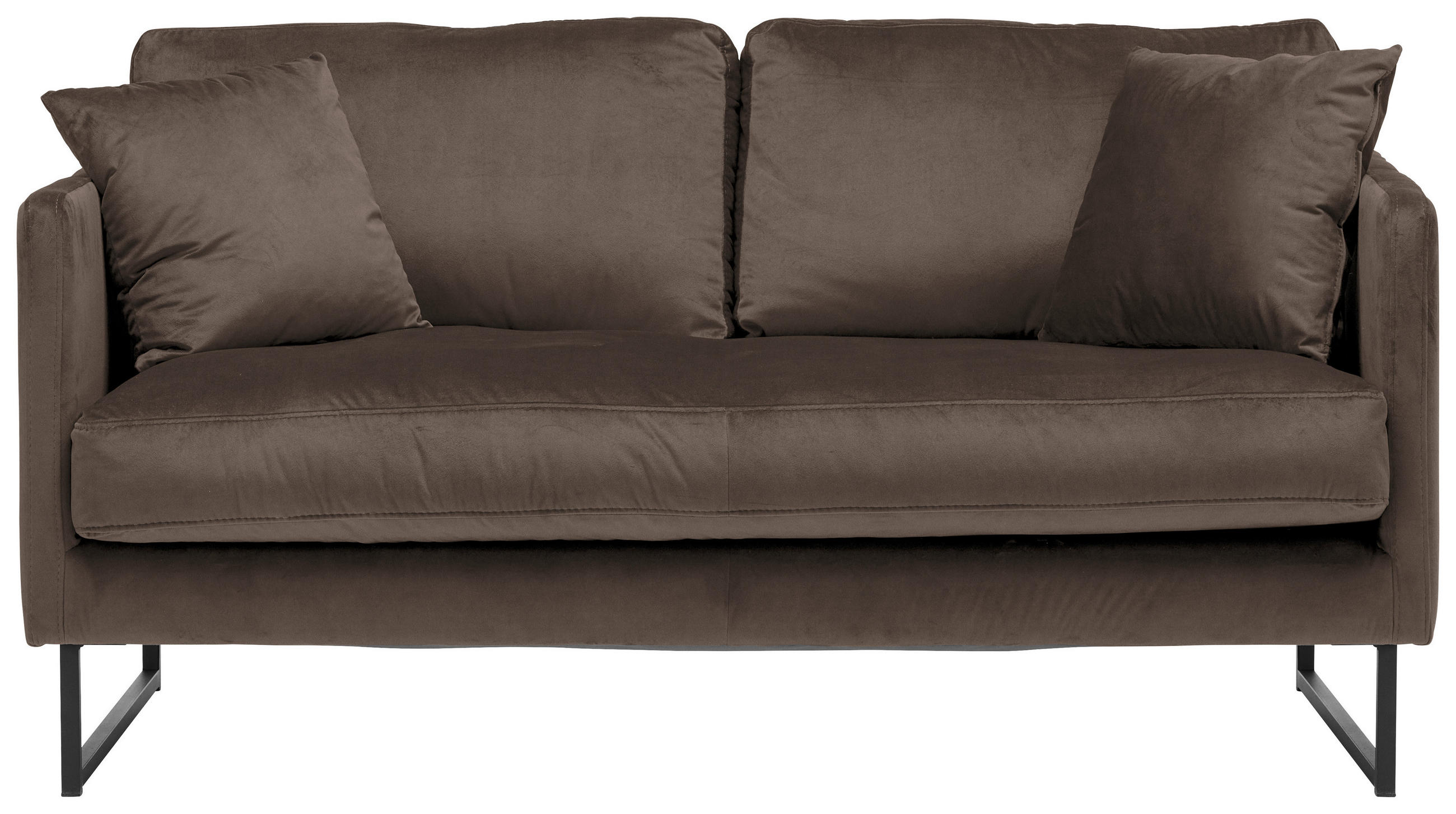 2-SITS SOFFA i textil brun  - brun/svart, Design, metall/textil (150/78/84cm) - Carryhome