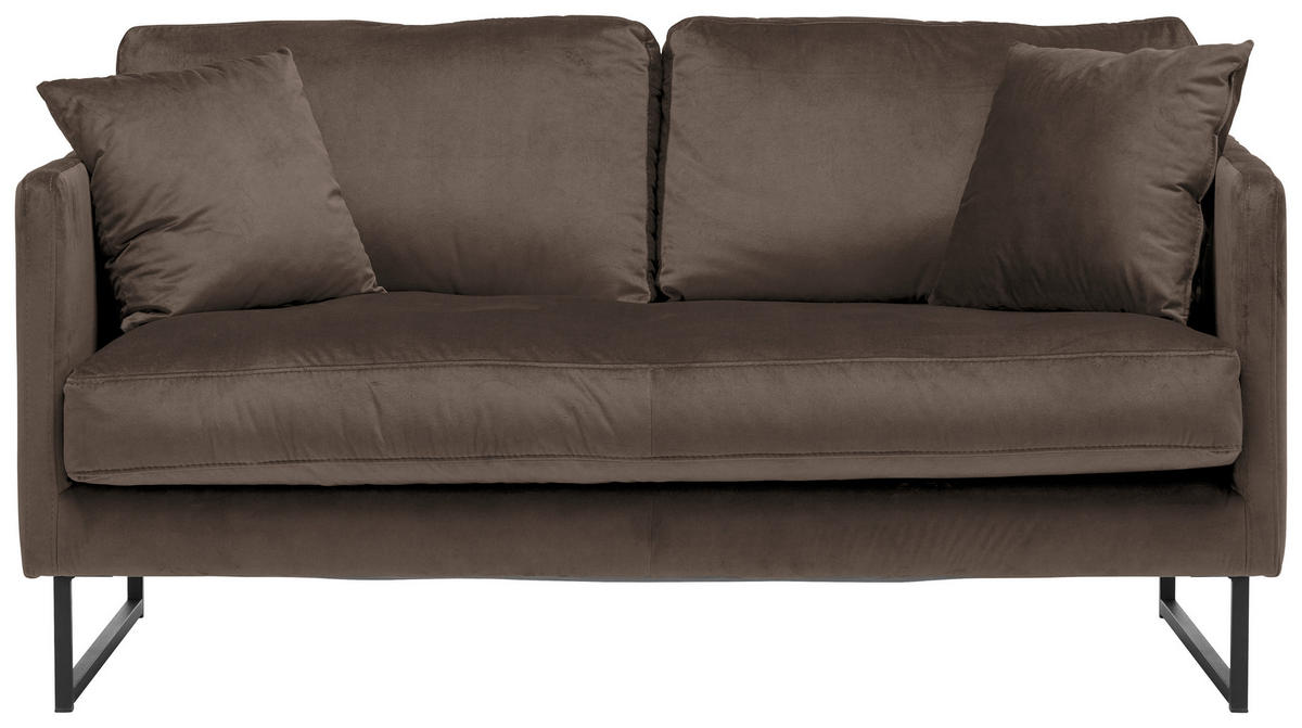 2-SITZER-SOFA Samt Braun  - Schwarz/Braun, Design, Textil/Metall (150/78/84cm) - Carryhome