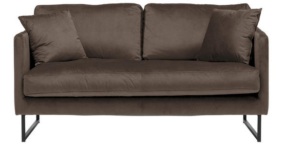 2-SITZER-SOFA Samt Braun  - Schwarz/Braun, Design, Textil/Metall (150/78/84cm) - Carryhome