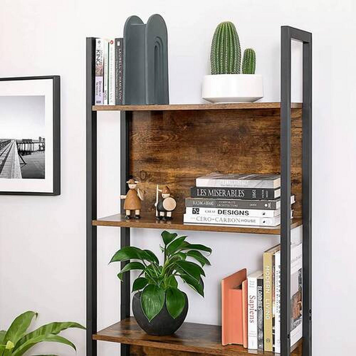 BÜCHERWAND Braun, Schwarz  - Schwarz/Braun, Basics, Holzwerkstoff/Metall (62/165/24cm) - Boxxx