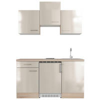 MINIKÜCHE 150,5 cm   in Kaschmir  - Kaschmir/Edelstahlfarben, MODERN, Holzwerkstoff/Metall (150,5cm) - FlexWell