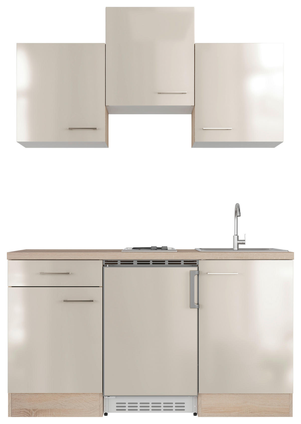 MINIKÜCHE 150,5 cm   in Kaschmir  - Kaschmir/Edelstahlfarben, MODERN, Holzwerkstoff/Metall (150,5cm) - FlexWell