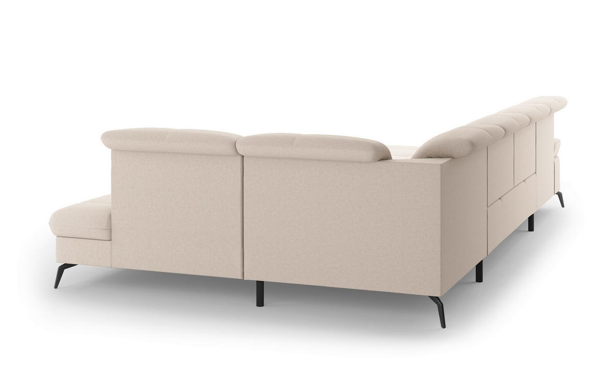 WOHNLANDSCHAFT in Flachgewebe Creme  - Creme/Schwarz, Konventionell, Textil/Metall (185/357/231cm) - Sit & More