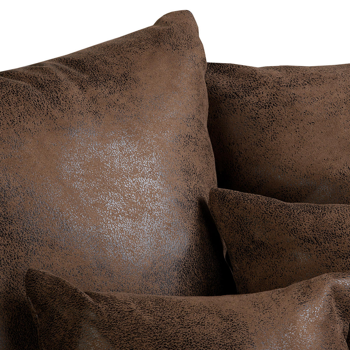 ECKSOFA Naomi in Lederlook Dunkelbraun Rückenkissen  284/243 cm  - Dunkelbraun/Schwarz, Design, Kunststoff/Textil (284/243cm) - P & B