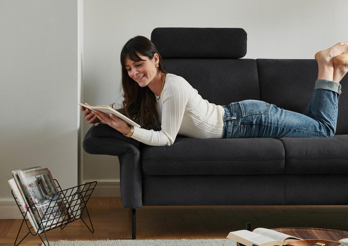 ECKSOFA Flachgewebe Schwarz  - Schwarz, Konventionell, Textil/Metall (241/190cm) - Beldomo Comfort