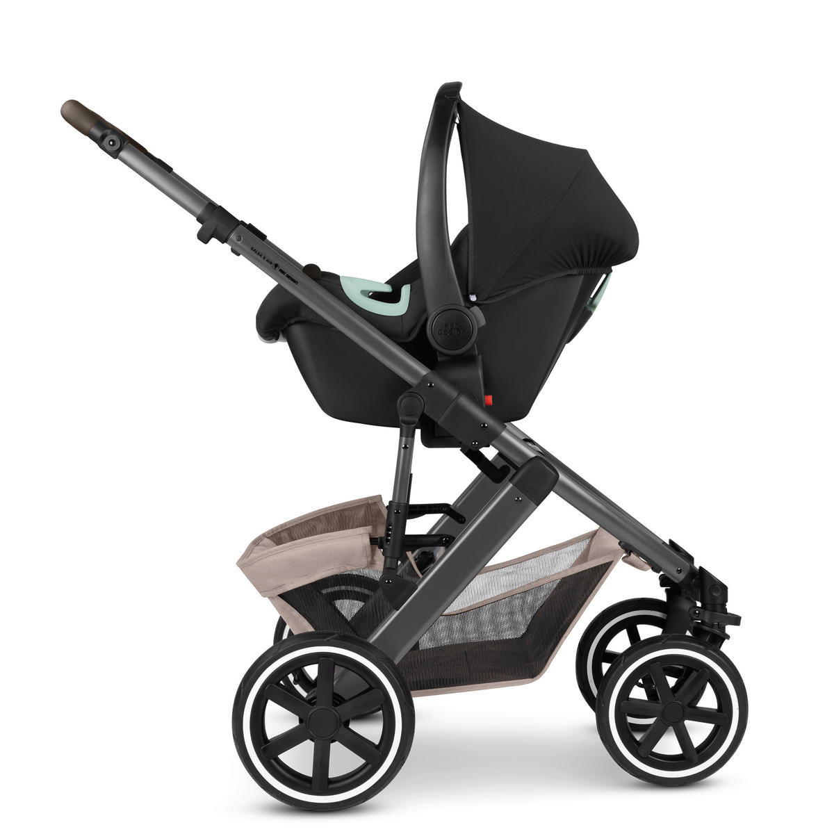 KINDERWAGENSET  Salsa 5 Air All in One Set + Isofix Base Root  Camel  - Anthrazit/Beige, Basics, Textil/Metall (63/118/95.5cm) - ABC Design