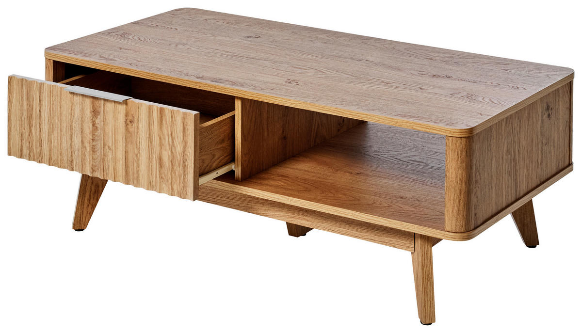 COUCHTISCH 110/55/44 cm rechteckig Eichefarben  - Eichefarben/Silberfarben, MODERN, Holzwerkstoff/Metall (110/55/44cm) - Livetastic
