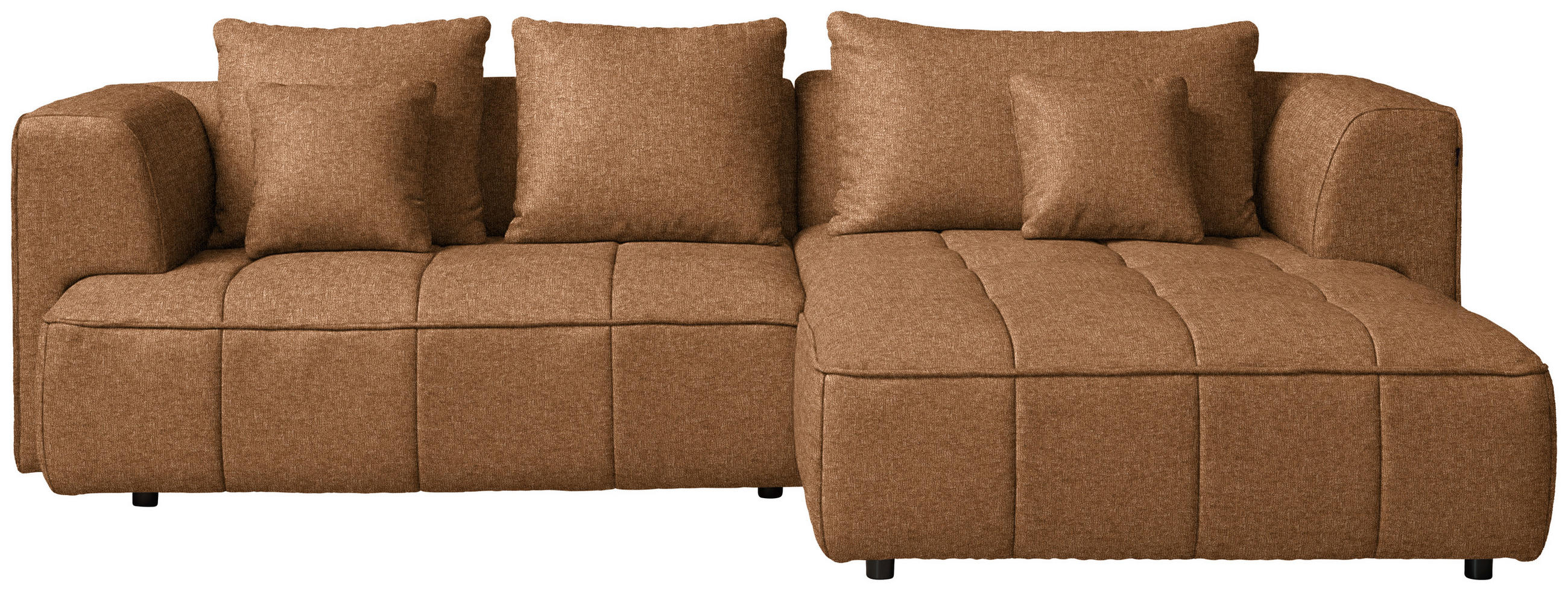 ECKSOFA Webstoff Cognac  - Cognac/Schwarz, Design, Kunststoff/Textil (288/188cm) - Welnova