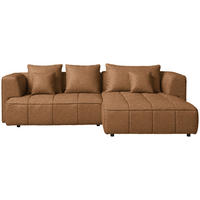 ECKSOFA Webstoff Cognac  - Cognac/Schwarz, Design, Kunststoff/Textil (288/188cm) - Welnova
