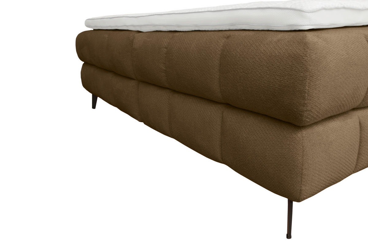 BOXBETT 180/200 cm,  in Braun, Bettkasten, Topper, H3 + H3 = fest  - Schwarz/Braun, Trend, Textil/Metall (180/200cm) - Esposa