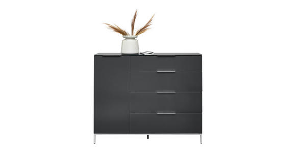 SIDEBOARD in 135/101/40,5 cm - Anthrazit/Alufarben, Design, Glas/Holzwerkstoff (135/101/40,5cm) - Voleo
