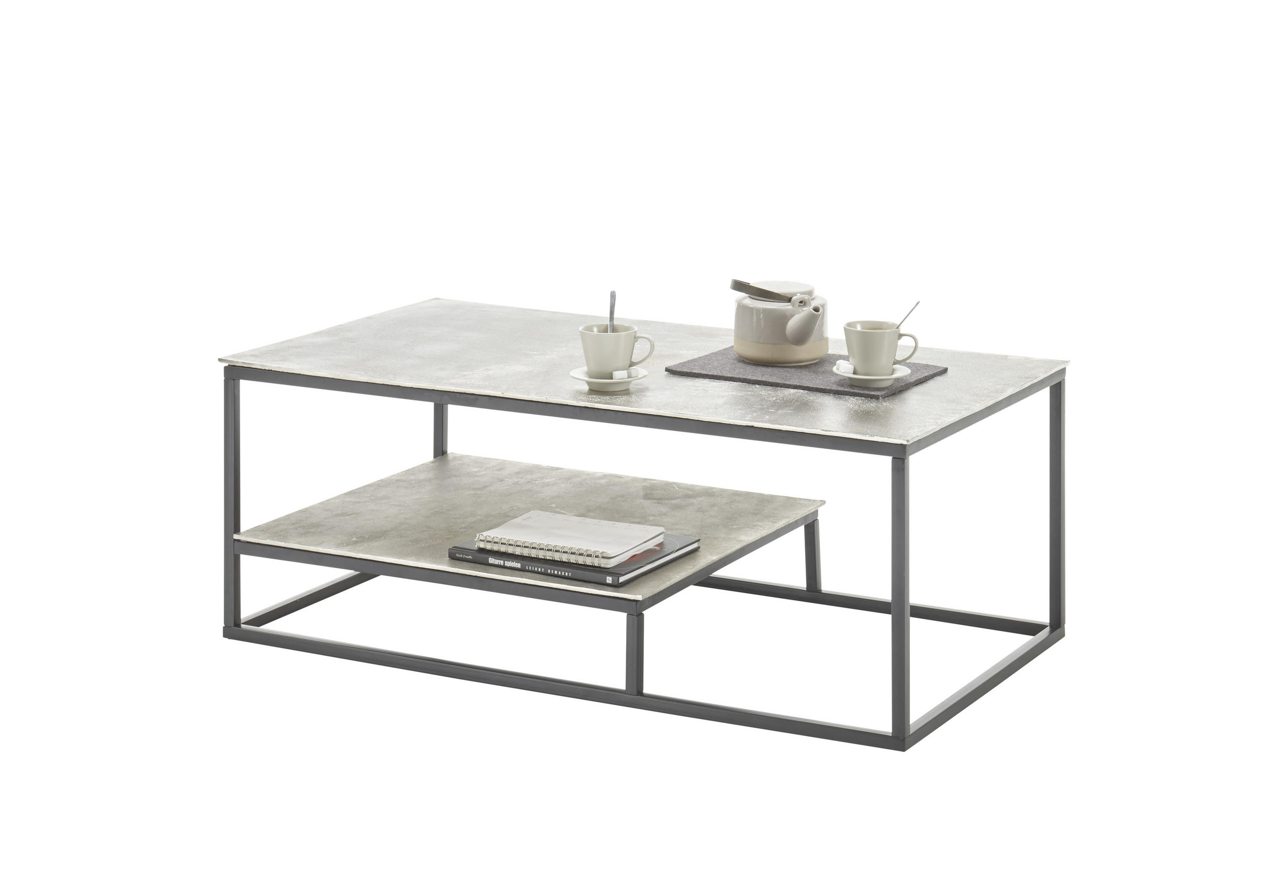 COUCHTISCH in Metall 111/60/42 cm  - Schwarz/Alufarben, KONVENTIONELL, Metall (111/60/42cm) - MID.YOU