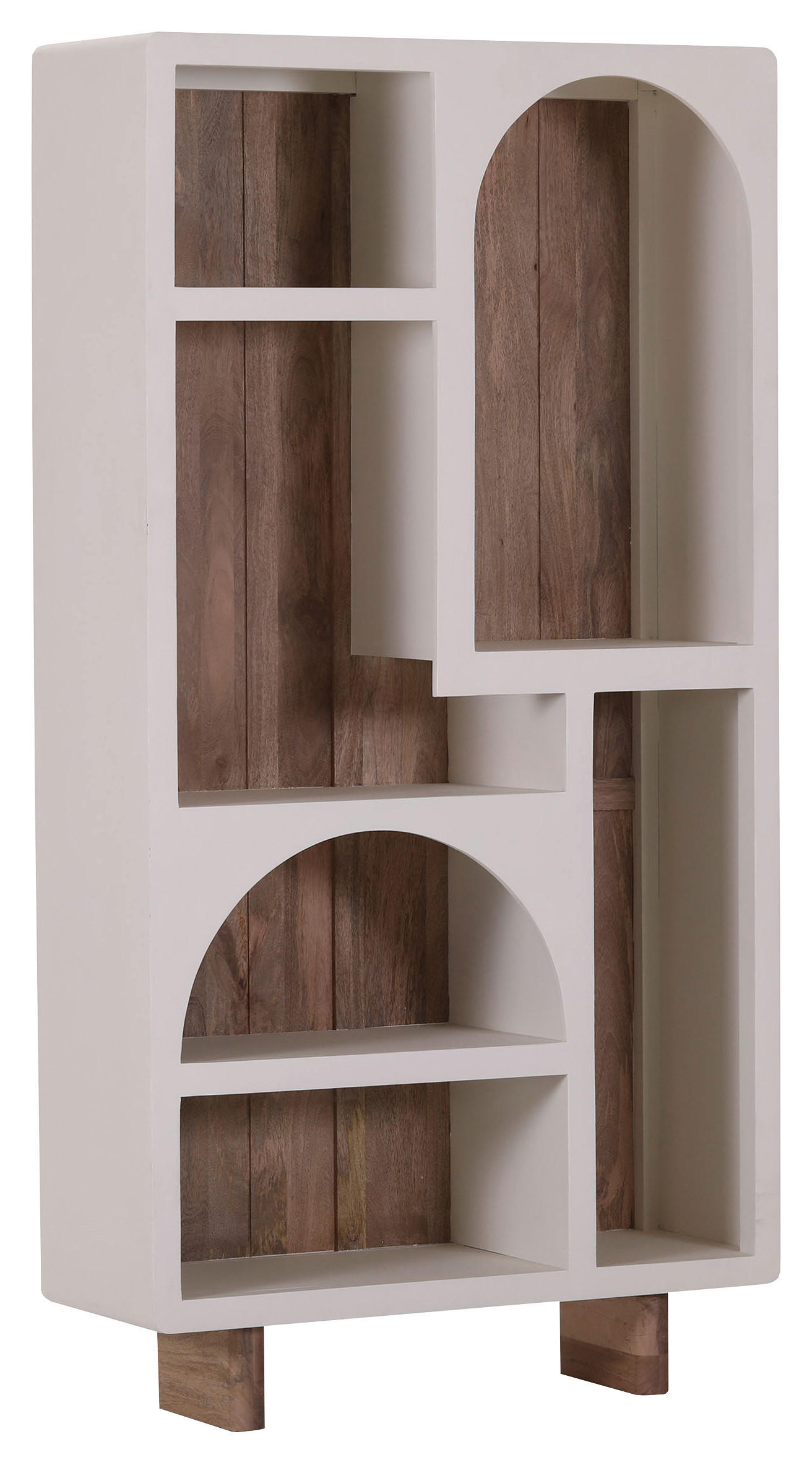 REGALELEMENT Mangoholz massiv Weiß, Naturfarben, Braun  - Weiß/Naturfarben, Design, Holz/Holzwerkstoff (100/190/35cm) - Landscape