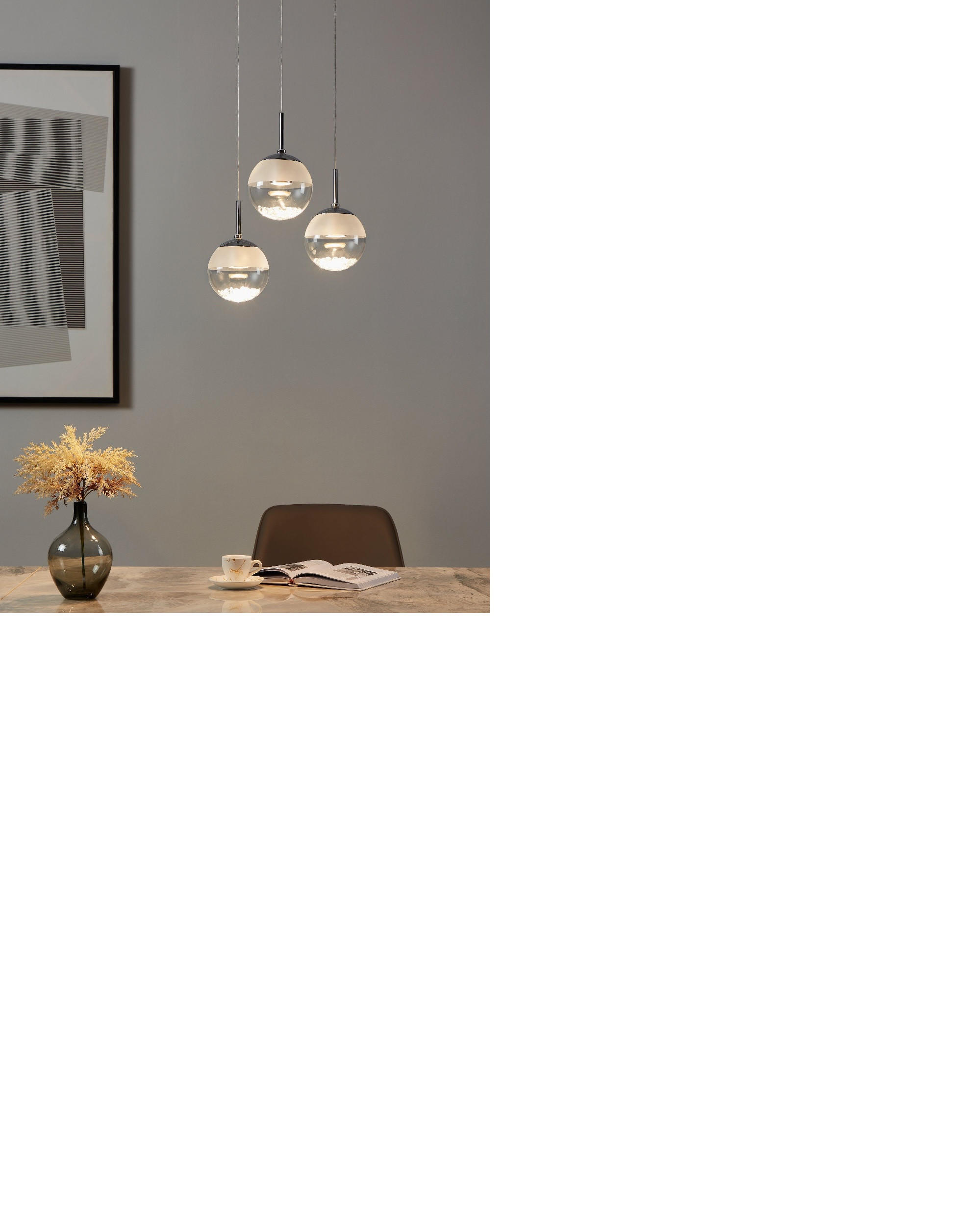 LED-HÄNGLAMPA 40 cm  - vit/kromfärg, Basics, glas (40cm)