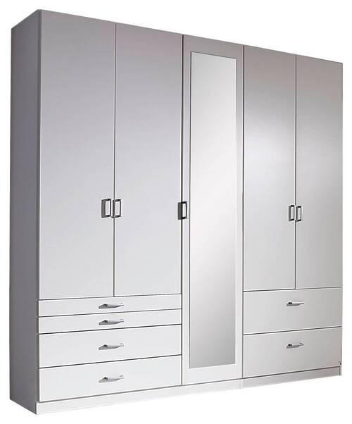 DREHTÜRENSCHRANK 226/210/54 cm 5-türig Weiß  - Alufarben/Weiß, Basics, Glas/Holzwerkstoff (226/210/54cm) - Xora