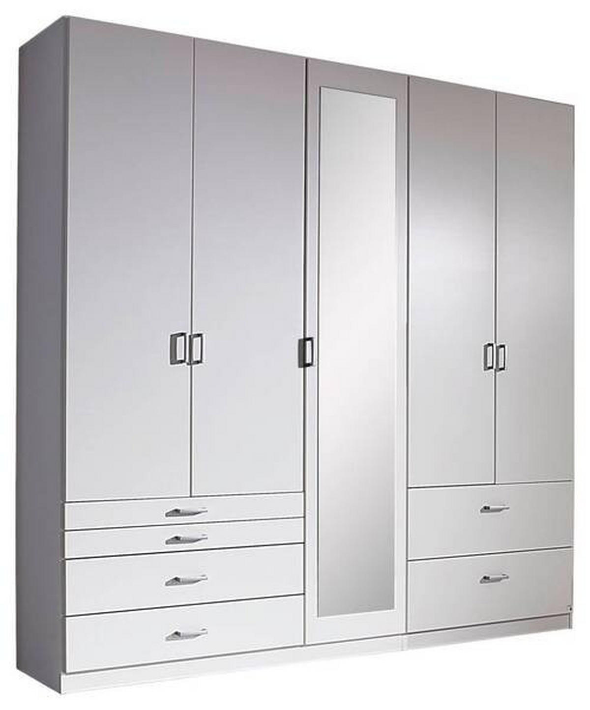 DREHTÜRENSCHRANK in Weiss  - Weiss/Alufarben, Basics, Glas/Holzwerkstoff (226/229/54cm) - Xora