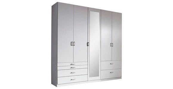 DREHTÜRENSCHRANK 226/229/54 cm 5-türig  - Alufarben/Weiß, Basics, Glas/Holzwerkstoff (226/229/54cm) - Xora