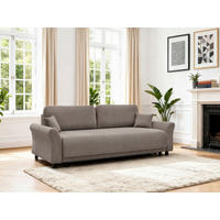 SCHLAFSOFA Malta Cord Hellbraun  inkl. Zierkissen, Rückenkissen, Bettkasten, Schlaffunktion, Rücken echt  - Hellbraun/Schwarz, Design, Textil (244/88/100cm) - P & B