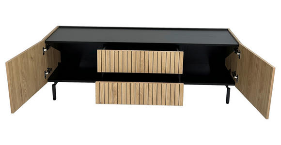LOWBOARD LINO in 150/50/40 cm - Eichefarben/Schwarz, Design, Holzwerkstoff/Metall (150/50/40cm) - Xora