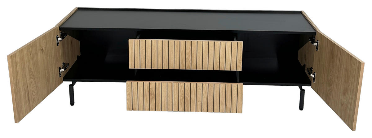 LOWBOARD LINO  in 150/50/40 cm  - Eichefarben/Schwarz, Design, Holzwerkstoff/Metall (150/50/40cm) - Xora