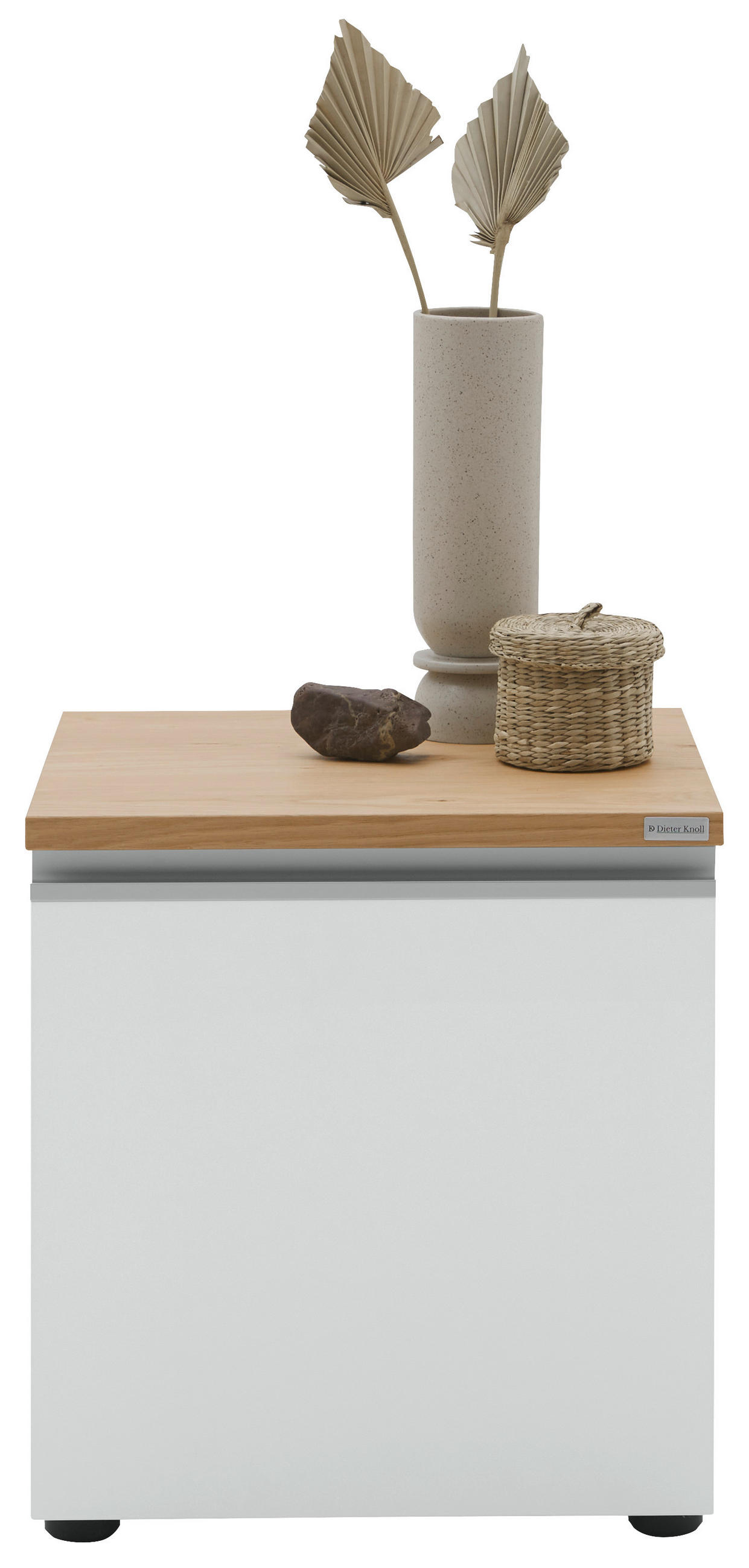 Thumbnail - Dieter Knoll Nachtschrank, Silber, Weiß, Eiche, Metall, Balkeneiche, furniert, 45x46x41 cm, Typenauswahl, Soft-Close-Sys...