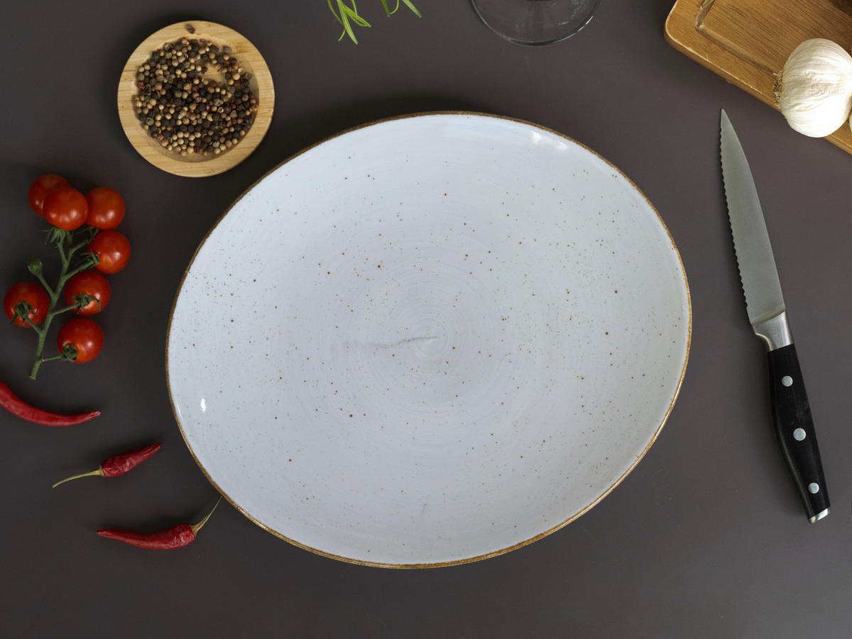 STEAKTELLER Hellgrau Vintage Nature Stein  - Hellgrau, Basics, Keramik - Creatable