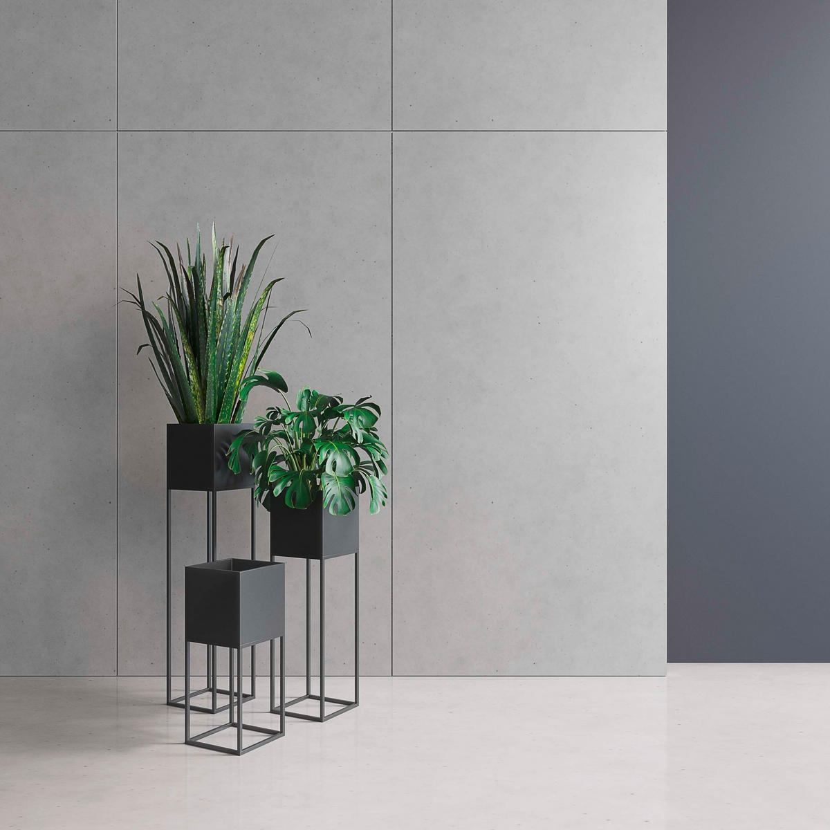 BLUMENSTÄNDER Metall  - Schwarz, Basics, Metall (19/67/19cm)