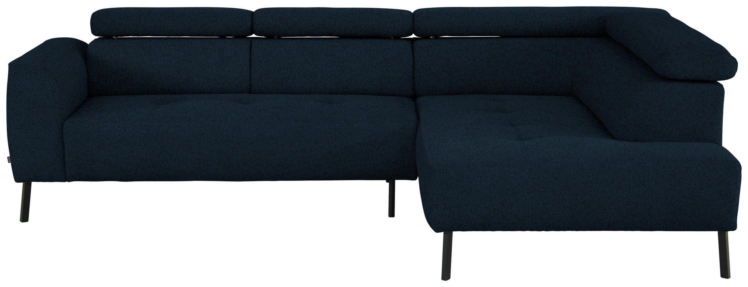 ECKSOFA  in Chenille Dunkelblau  280/205 cm  - Schwarz/Dunkelblau, Design, Textil/Metall (280/205cm) - Xora