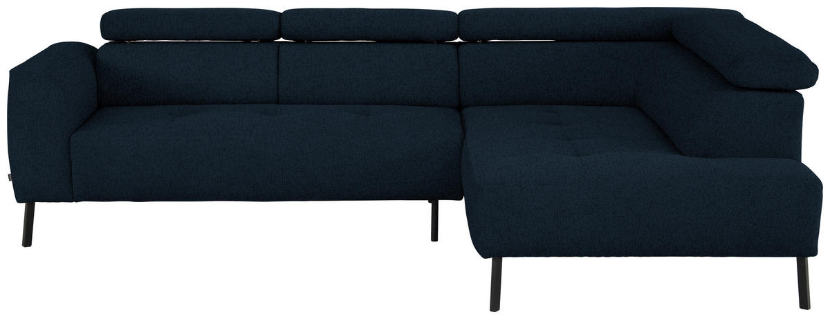 ECKSOFA in Chenille Dunkelblau  280/205 cm  - Schwarz/Dunkelblau, Design, Textil/Metall (280/205cm) - Xora