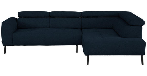 ECKSOFA in Chenille Dunkelblau  280/205 cm  - Schwarz/Dunkelblau, Design, Textil/Metall (280/205cm) - Xora
