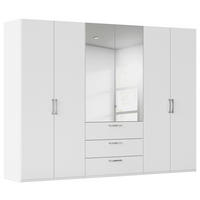 DREHTÜRENSCHRANK 301/223/61 cm,  in Weiß, 6-türig  - Chromfarben/Edelstahlfarben, Basics, Glas/Holzwerkstoff (301/223/61cm) - Novel