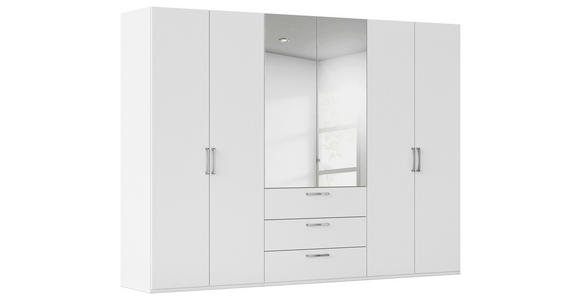 DREHTÜRENSCHRANK 301/223/61 cm,  in Weiß, 6-türig  - Chromfarben/Edelstahlfarben, Basics, Glas/Holzwerkstoff (301/223/61cm) - Novel