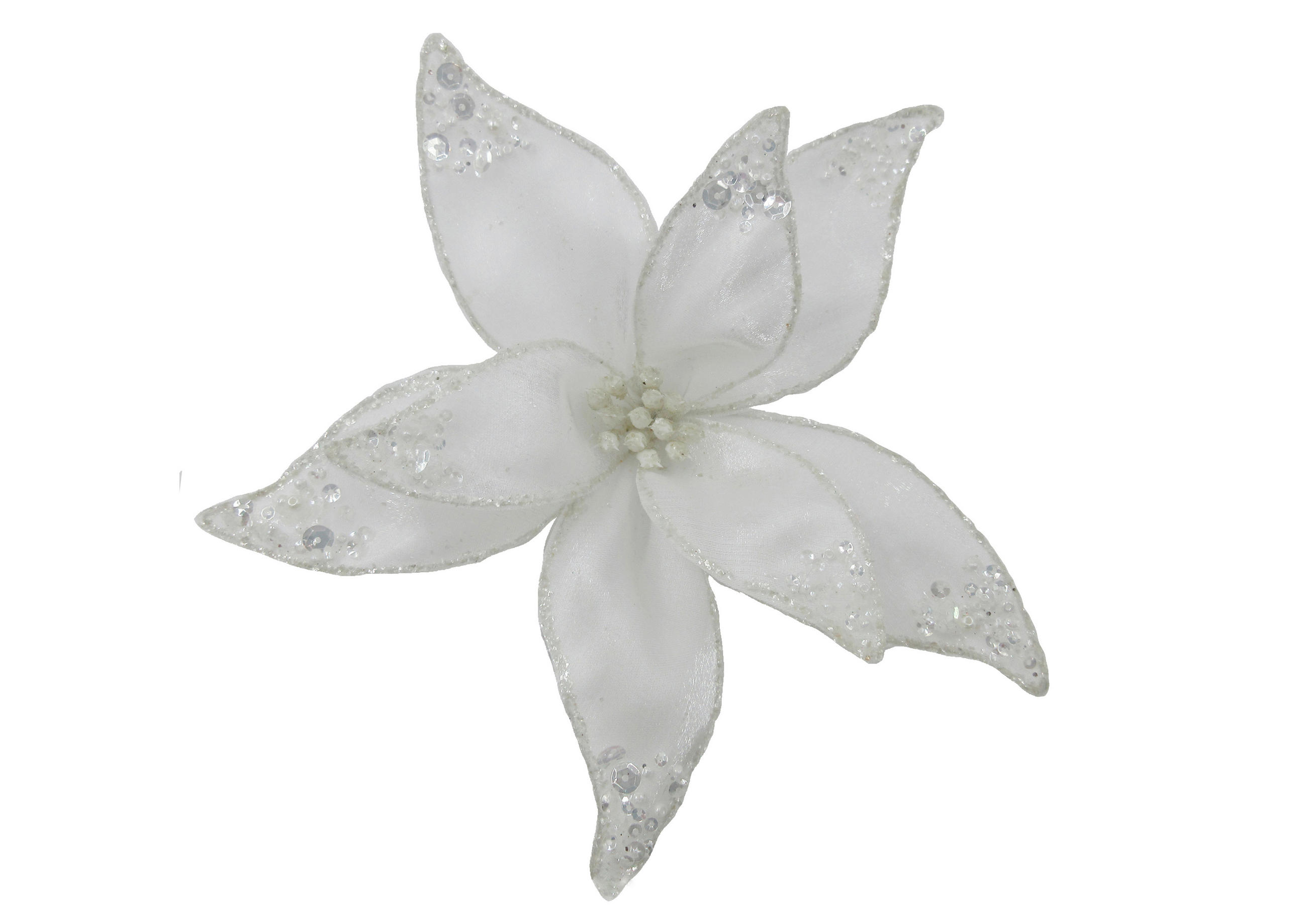 DEKORAČNÍ KVĚTINA 20 cm - bílá, Lifestyle, kov/textil (20cm) - X-Mas