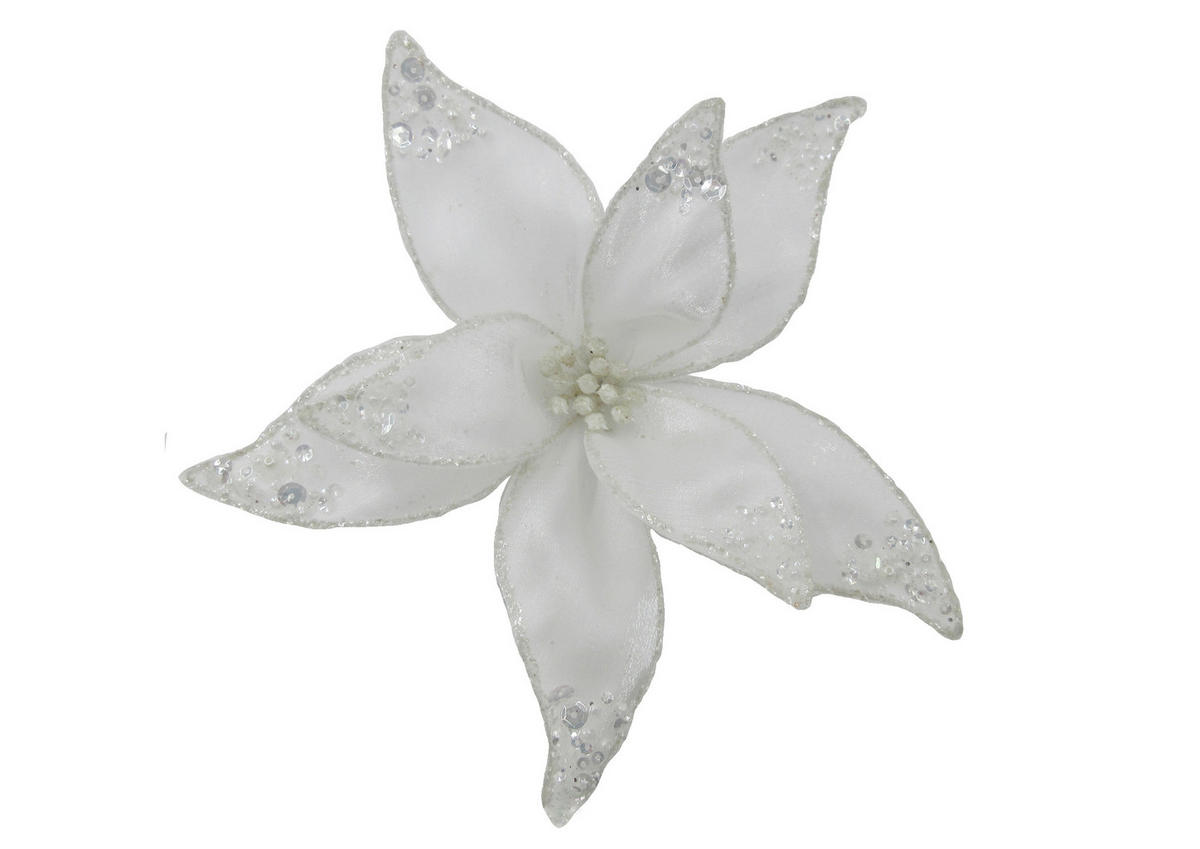 DEKORAČNÍ KVĚTINA 20 cm - bílá, Lifestyle, kov/textil (20cm) - X-Mas